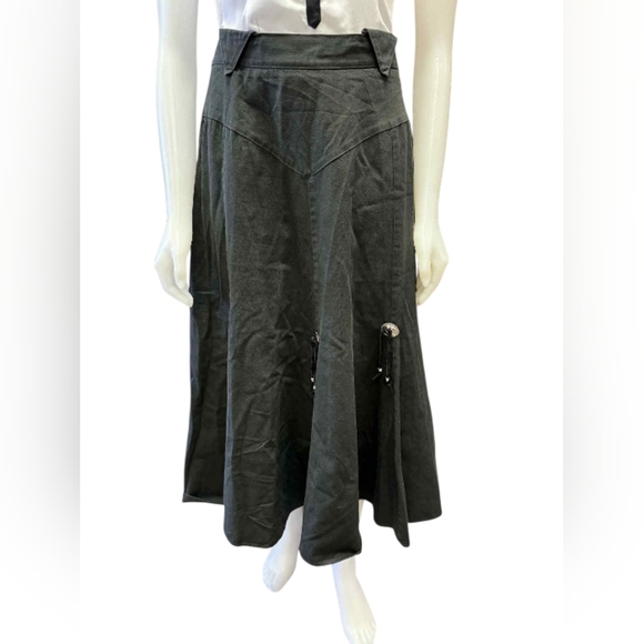 Roughrider By Circle Y Western Skirt Long Black Flowy Size 17/18 EUC - Picture 1 of 10